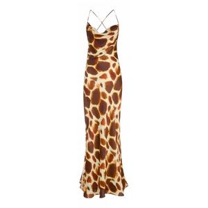 Rat & Boa Arizona Dress, Giraffe Print Slip Gown